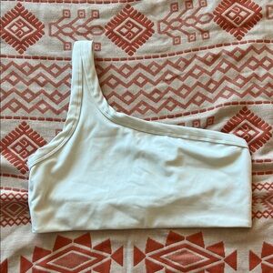 One-Shoulder White sports bra